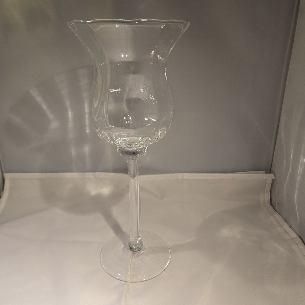 Hurricane Vase Champagne Vase Decorative Glass Centerpiece 12" Tall 4" Wide
